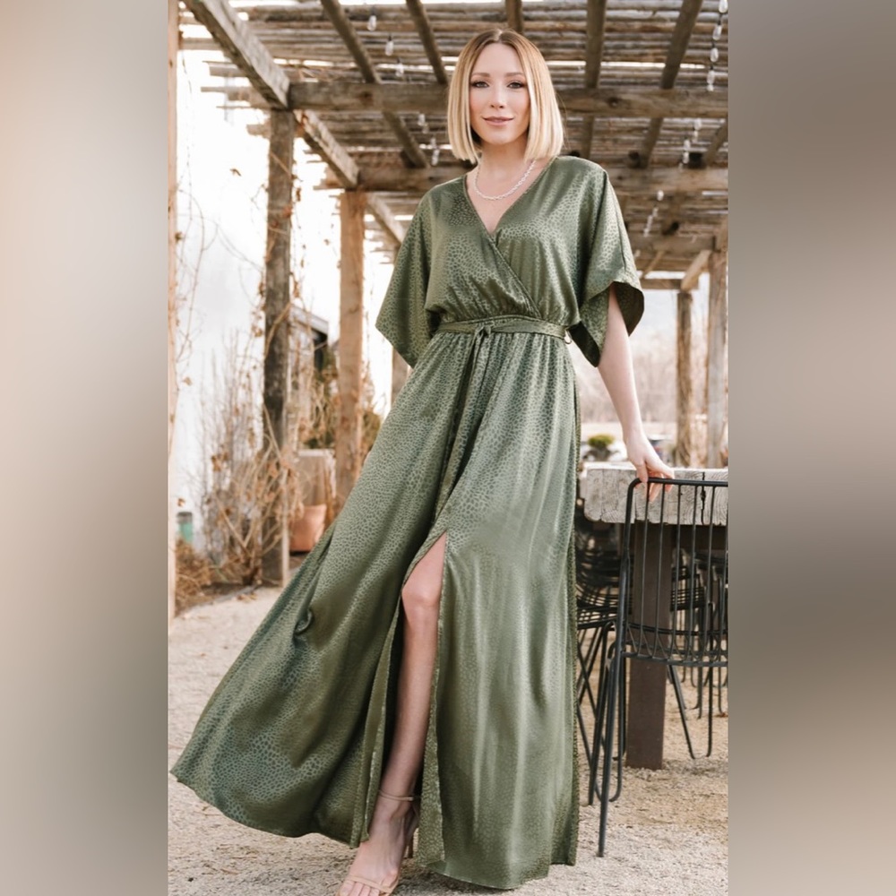 Baltic Born Savannah Print Olive Maxi Dress XS